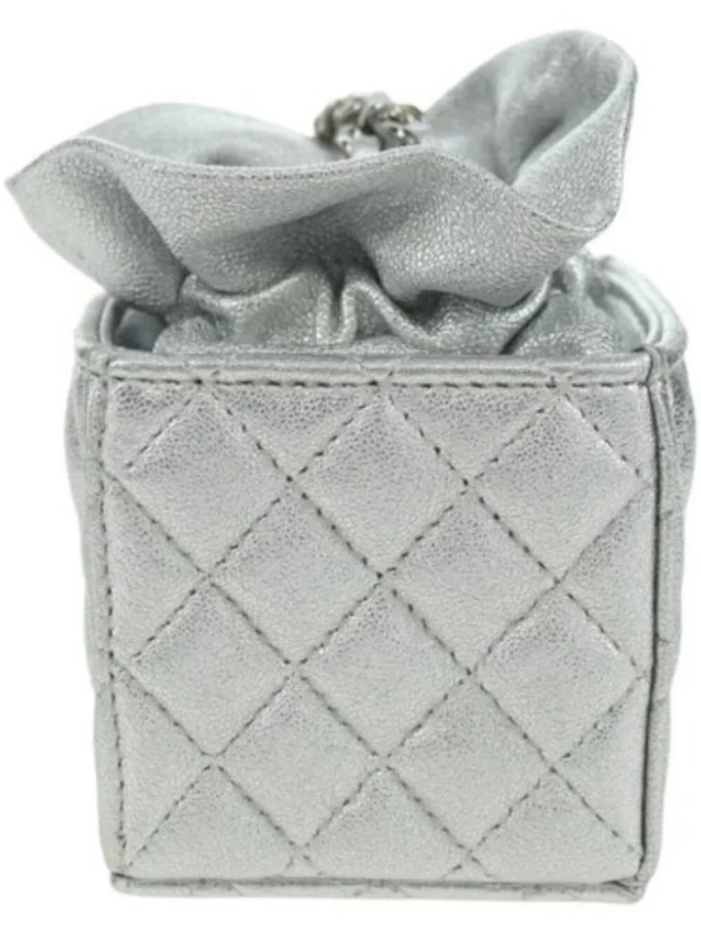 CHANEL Matelasse Chain Shoulder Pouch Lamb Skin Silver Gold CC Auth YKZ1332SAM